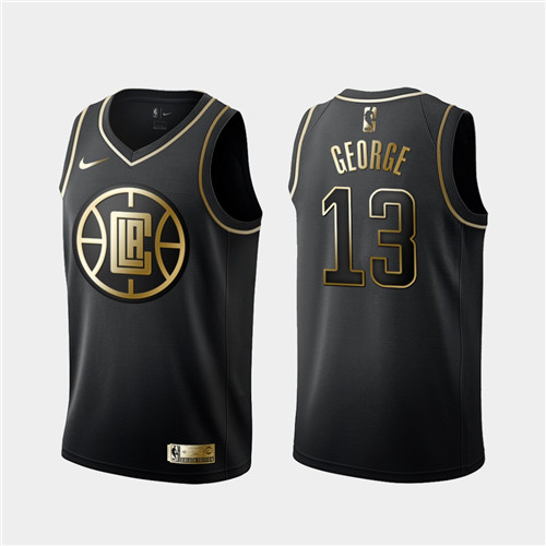 Men's Los Angeles Clippers #13 Paul George Black NBA 2019 Golden Edition Stitched Jersey Men's Los Angeles Clippers #13 Paul George Black NBA 2019 Golden Edition Stitched Jersey